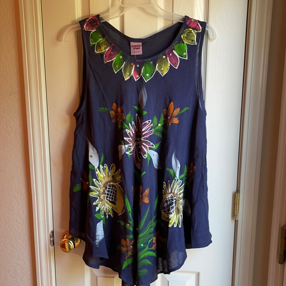 NWT CALIFORNIA WOMAN EMBELLISHED TANK TOP